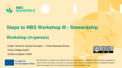 Steps to NBS Workshop III - Stewardship